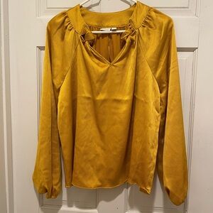 Cato Yellow Ruched Long Sleeve Blouse
